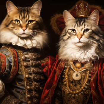Artes digitais intitulada "The King of Cats an…" por Paolo Chiuchiolo, Obras de arte originais, Imagem gerada por IA