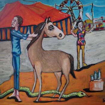Pittura intitolato "Animali da circo" da Paolo Erriu, Opera d'arte originale, Acquarello