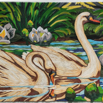 Escultura titulada "Swans" por Paperpersonified Prasiddhi, Obra de arte original, Papel