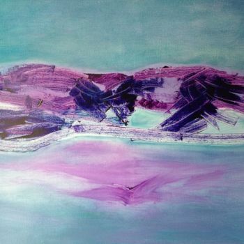 Painting titled "Paysage N° 21 Polar…" by Marie Paquie, Original Artwork, Oil Mounted on Wood Stretcher frame