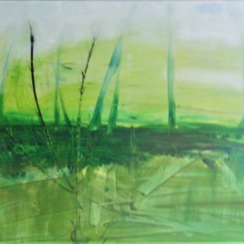 Painting titled "Paysage N°14 Chez B…" by Marie Paquie, Original Artwork, Acrylic Mounted on Wood Stretcher frame