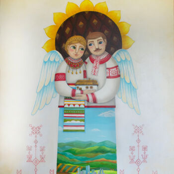 Malerei mit dem Titel "Angels keepers of t…" von Aleksandra Paranchenko, Original-Kunstwerk, Acryl
