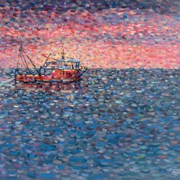 Картина под названием "Pink horizon" - Svetlana Partala, Подлинное произведение искусства, Акрил Установлен на Деревянная ра…
