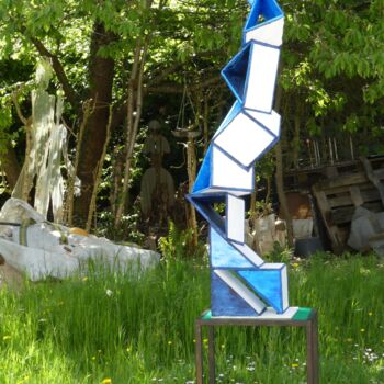 Sculpture intitulée "Bleu" par Pascal Borgo, Œuvre d'art originale, Carton