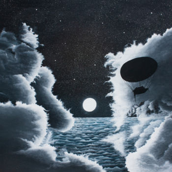 Peinture intitulée "Au clair de la lune…" par Pascal Genevois, Œuvre d'art originale, Huile Monté sur Châssis en bois