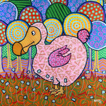 제목이 "Dodo in the field w…"인 미술작품 Pascal Lagesse로, 원작, 아크릴 나무 들것 프레임에 장착됨