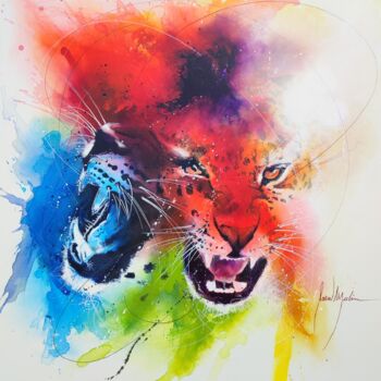 Peinture intitulée "Abstract Cheetah 80…" par Pascal Merlin, Œuvre d'art originale, Acrylique Monté sur Châssis en bois