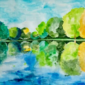 绘画 标题为“Le Lac de Beauséjour” 由Pascal Newton, 原创艺术品, 水彩