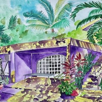 Painting titled "House of Trou-aux-B…" by Pascal Newton, Original Artwork, Watercolor