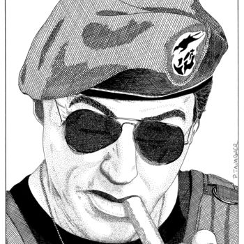 图画 标题为“Sylvester Stallone” 由Pascal Tavarner, 原创艺术品, 墨