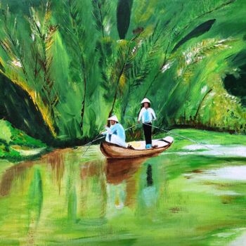 Pittura intitolato "Mekong" da Pascaline Marquet Bernard, Opera d'arte originale, Olio