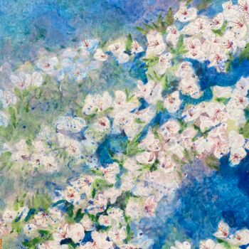 Peinture intitulée "Sakuras acidulés, 5…" par Pascale Kuentz, Œuvre d'art originale, Pigments Monté sur Châssis en bois