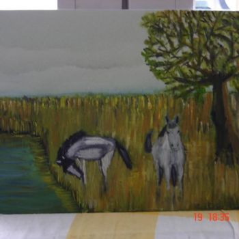 Painting titled "camargue" by Pascale Kleinberg, Original Artwork, Oil