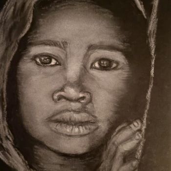 Drawing titled "little African girl" by Pascal Bonnecaze, Original Artwork, Pastel