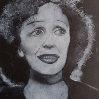 Drawing titled "Edith Piaf" by Pascal Bonnecaze, Original Artwork, Pastel
