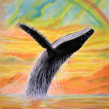 图画 标题为“Humpback Whale” 由Pasquale Desantis, 原创艺术品, 粉彩