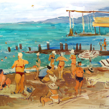 Картина под названием "Beach" - Yuliia Pastukhova, Подлинное произведение искусства, Акрил