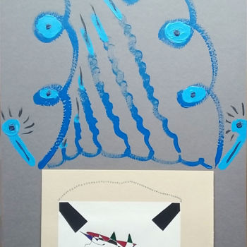 제목이 "Les yeux bleus"인 그림 Patricia Saccaggi로, 원작, 볼펜