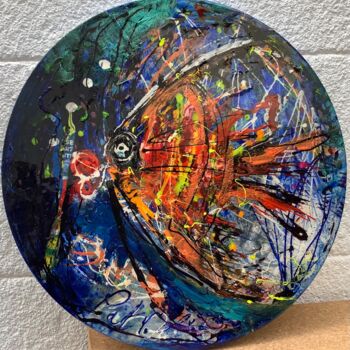 Painting titled "Hublot fish" by Patmoli, Original Artwork, Acrylic