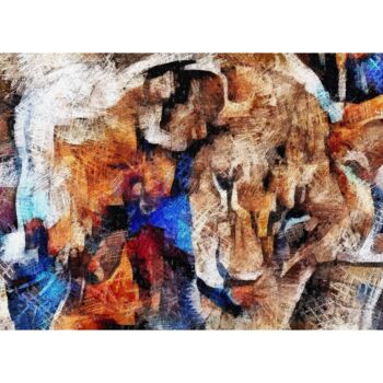Arte digital titulada "LES JEUNES LIONS" por Patrice Vial, Obra de arte original, Pintura Digital