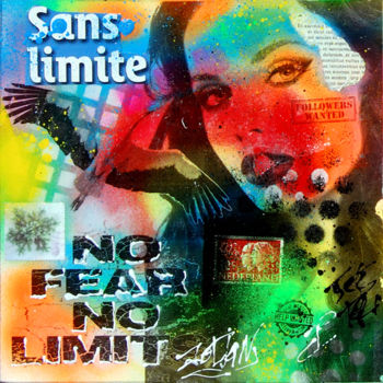 Painting titled "sans limite" by Patrice Chambrier, Original Artwork, Stencil