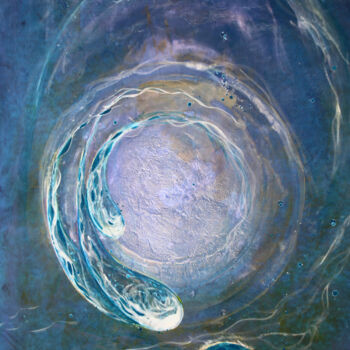 Malerei mit dem Titel "Esprit de l'eau" von Patricia Blondel, Original-Kunstwerk, Acryl Auf Holzplatte montiert