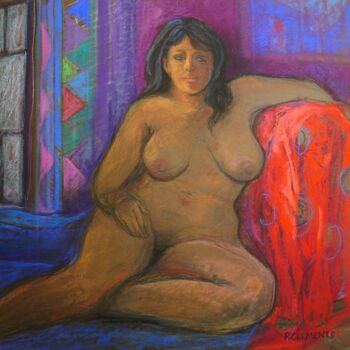 Tekening getiteld "Gauguin inspired" door Patricia Clements Art, Origineel Kunstwerk, Pastel Gemonteerd op Karton