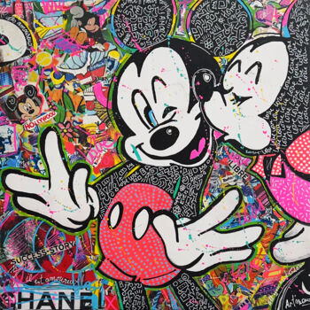 Картина под названием "Mickey et Minnie in…" - Patricia Ducept (Art'Mony), Подлинное произведение искусства, Акрил