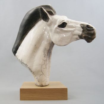 Sculptuur getiteld "tête de cheval" door Patricia Grenier, Origineel Kunstwerk, Klei