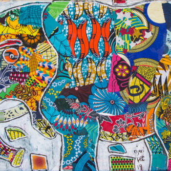 Textile Art titled "One Elephant" by Patricia Njeri, Original Artwork, Fabric