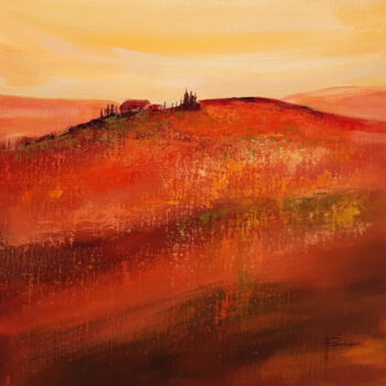 Painting titled "Le soleil de Toscane" by Patricia Ritschard, Original Artwork, Acrylic Mounted on Wood Stretcher frame