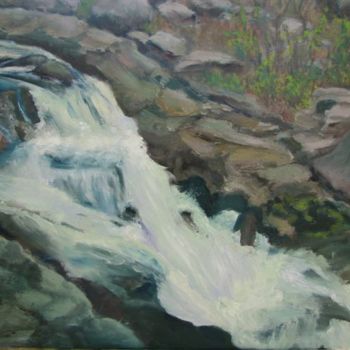 Painting titled "Rushing Water at th…" by Patricia Barone, Original Artwork, Oil