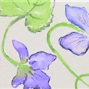 Картина под названием "violettes - marque…" - Patricia Hyvernat, Подлинное произведение искусства, Акварель