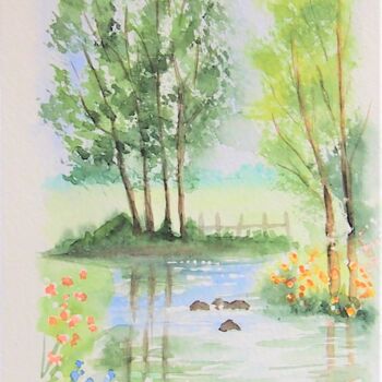 绘画 标题为“la rivière - carte…” 由Patricia Hyvernat, 原创艺术品, 水彩