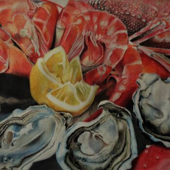 Drawing titled "Fruits de mer" by Patrick Casado, Original Artwork, Pencil