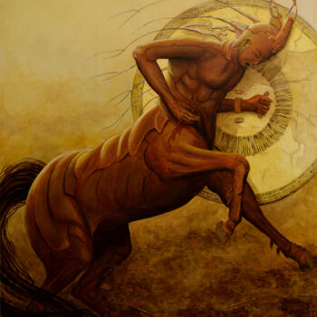 Pittura intitolato "Centaure blessé." da Patrick Colombert, Opera d'arte originale, Acrilico Montato su Telaio per barella i…