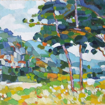 Pintura intitulada "Paysage de Provence" por Patrick Marie, Obras de arte originais, Óleo Montado em Armação em madeira