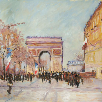 Painting titled "Arc de triomphe -Pa…" by Patrick Marie, Original Artwork, Oil Mounted on Wood Stretcher frame