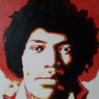 Картина под названием "Jimi Hendrix" - Patrick Mauxion (MAUX), Подлинное произведение искусства, Акрил Установлен на Деревян…