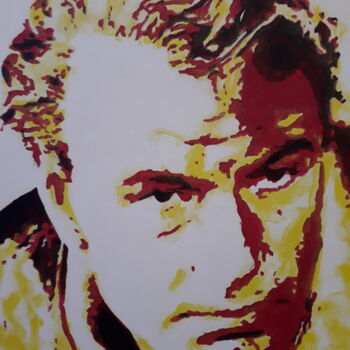 Painting titled "Gary Cooper" by Patrick Mauxion (MAUX), Original Artwork, Acrylic Mounted on Wood Stretcher frame