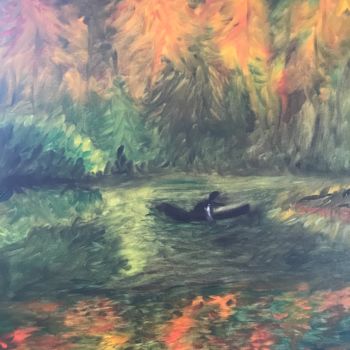 Painting titled "FISCHING AND PEACE" by Patrick Fourquet, Original Artwork, Oil