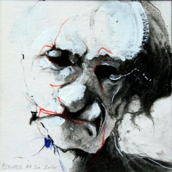 Drawing titled "TÊTE ANTONIN ARTAUD…" by Patrick Santus, Original Artwork, Conté Mounted on Cardboard