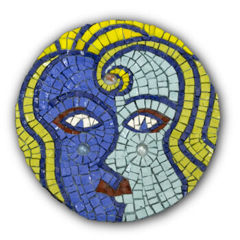 Sculpture titled "Goldie" by Patrizia Salles, Original Artwork, Mosaic Mounted on Other rigid panel