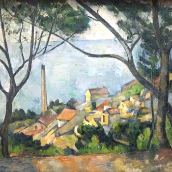 Schilderij getiteld "La Mer à l'Estaque…" door Paul Cézanne, Origineel Kunstwerk, Olie