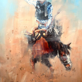 Painting titled "The Art Of Rodeo No…" by Paul Cheng, Original Artwork, Oil Mounted on Wood Stretcher frame