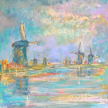 Malerei mit dem Titel "Dutch landscape" von Paul Dirkse, Original-Kunstwerk, Acryl