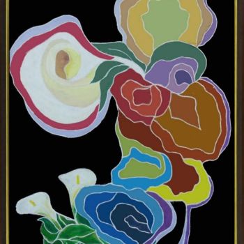 Painting titled "Jardin 5" by Pauleone, Original Artwork, Acrylic