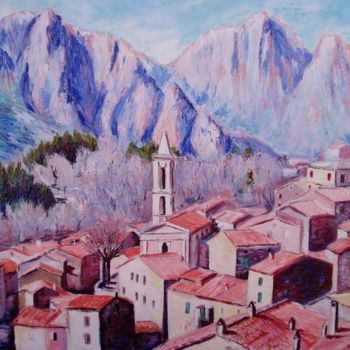 Malarstwo zatytułowany „Village d' Evisa (C…” autorstwa Paul-Louis Recco, Oryginalna praca, Olej