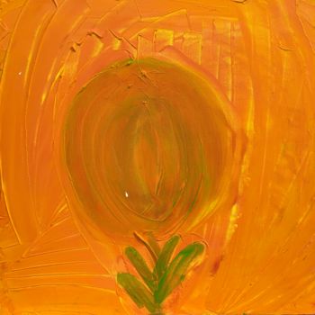 Schilderij getiteld "orange flower" door Paul Yves Poumay, Origineel Kunstwerk, Acryl