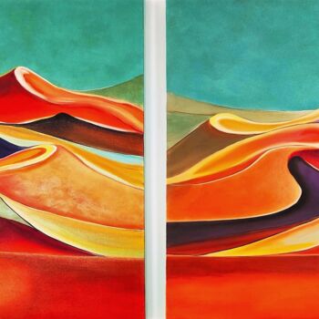 Peinture intitulée "The Desert- Diptych" par Paula Berteotti, Œuvre d'art originale, Huile